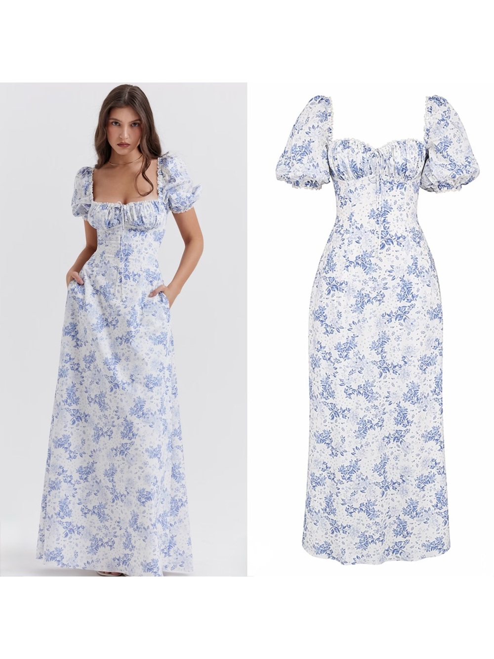 House of CB felizia floral puff sleeve maxi dress - Picture 9 of 14